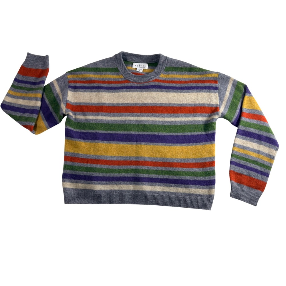 Velvet by Graham & Spencer Cashmere Sweater XS Multicolor Strip